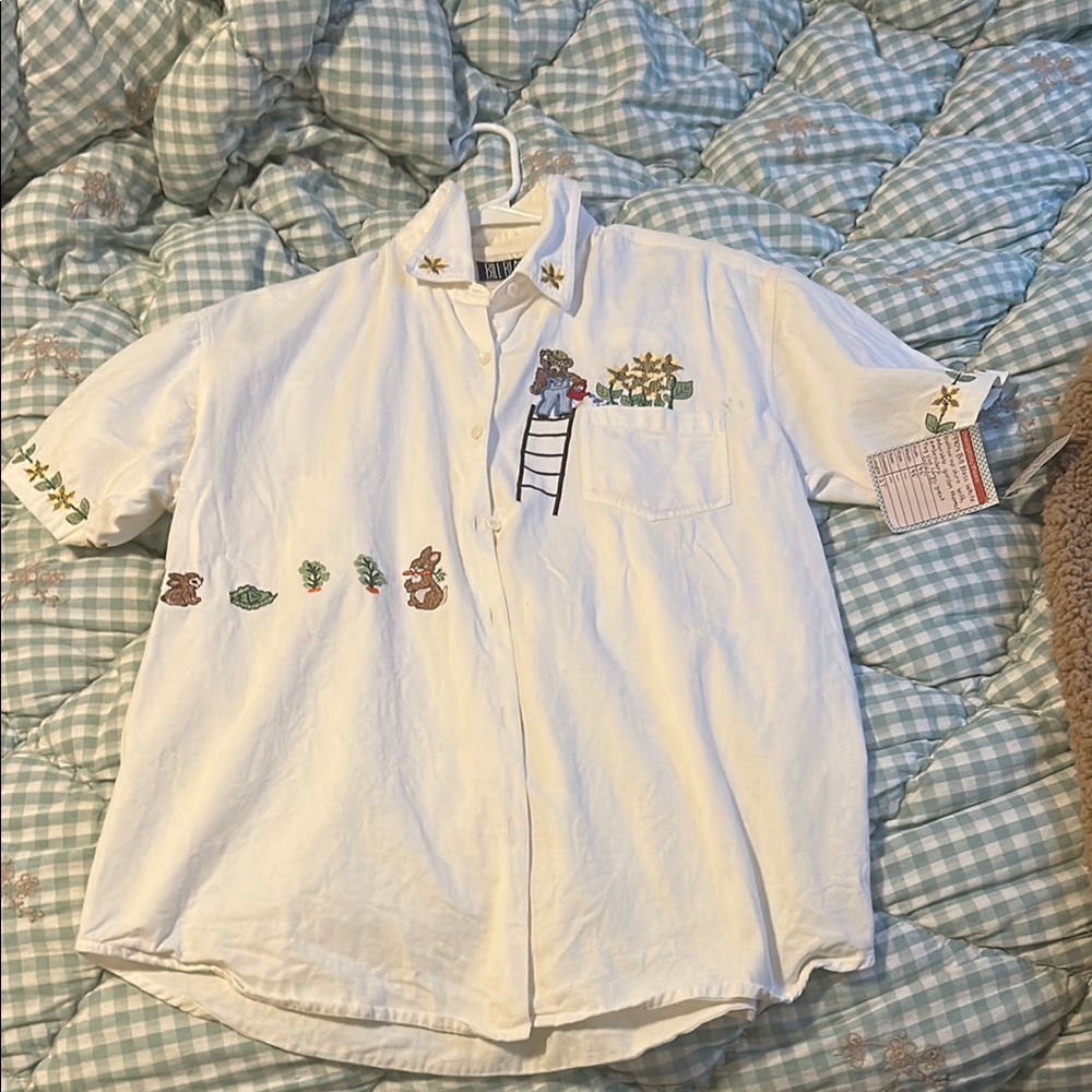 Men's White Embroidered Shirt